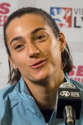 La joueuse de tennis francaise Caroline Garcia en confÃ rence de presse apres sa victoire du jour - Open 6eme sens Immobilier MÃ tropole de Lyon 2023, tournoi de tennis fÃ minin WTA, Tennis Damen 250 de Caroline Garcia, Lyon 31 01 2022 - TENNIS : Open 6eme Sens Immobilier Lyon Metropole - 31 01 2023 SandrineThesillat Panoramic 