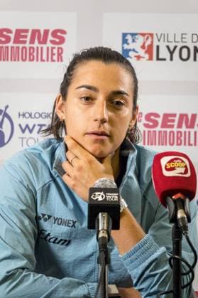 La joueuse de tennis francaise Caroline Garcia en confÃ rence de presse apres sa victoire du jour - Open 6eme sens Immobilier MÃ tropole de Lyon 2023, tournoi de tennis fÃ minin WTA, Tennis Damen 250 de Caroline Garcia, Lyon 31 01 2022 - TENNIS : Open 6eme Sens Immobilier Lyon Metropole - 31 01 2023 SandrineThesillat Panoramic 