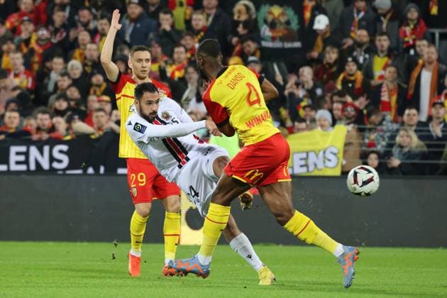 Gaetan Laborde (Nice) lors du match RC Lens - OGC Nice, stade Bollaert-Delelis, 1er fÃ vrier 2023 FOOTBALL : RC Lens vs OGC Nice - Ligue 1 Uber Eats - 01 02 2023 LaurentSanson Panoramic 