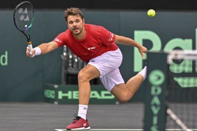 Stan Wawrinka SUI 04 02 2023 Tennis Davis Cup Germany vs Switzerland , Arena Trier, Trier, DFB DFL REGULATIONS PROHIBIT ANY USE OF PHOTOGRAPHS AS IMAGE SEQUENCES AND OR QUASI VIDEO Rheinland Pfalz Germany Copyright: xpepphotox xHorstxMauelshagenx pep00321, pep_20230204_hm
