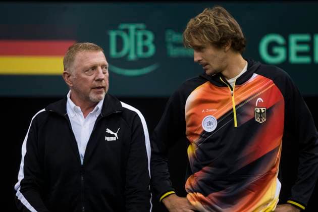 Boris Becker Team Germany and Alexander Zverev Germany , Germany vs Switzerland, Tennis, Davis Cup by Raketen Qualifiers 2023, 04 02 2023 DFB regulations prohibit any use of photographs as image sequences and or quasi video Germany vs Switzerland, Tennis, Davis Cup by Raketen Qualifiers 2023, 04 02 2023 Copyright: xAlexanderxNeis Eibner-Pressefotox