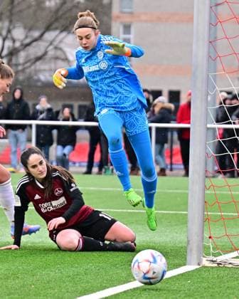 05 02 2023 Football Women Season 2022 2023 2 Bundesliga 12 Matchday 1 FC Nürnberg FCN Club FC Bayern München II FCB Sportfoto Zink regulations prohibit any use of photographs as image sequences and or quasi video Sophie Fournier 11, 1 FC Nürnberg FCN Veronika Litzlfelder 40, FC Bayern München II