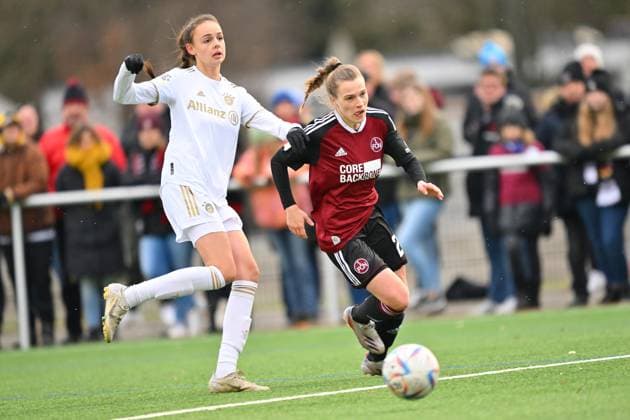 05 02 2023 Football Women Season 2022 2023 2 Bundesliga 12 Matchday 1 FC Nürnberg FCN Club FC Bayern München II FCB Sportfoto Zink regulations prohibit any use of photographs as image sequences and or quasi video Merita Gashi 11, FC Bayern München II Nastassja Lein 24, 1 FC Nürnberg FCN