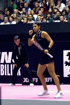 La joueuse de tennis Caroline Garcia combative en finale face Ã l amÃ ricaine Alycia Parks - Open 6eme sens Immobilier MÃ tropole de Lyon 2023, tournoi de tennis fÃ minin WTA, Tennis Damen 250 de Caroline Garcia, Lyon 05 02 2022 - TENNIS : Finale - Open 6eme Sens Immobilier Lyon Metropole - 05 02 2023 SandrineThesillat Panoramic 
