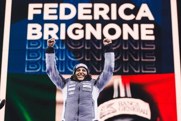 Bilder des Jahres 2023, Sport 02 Februar Sport Themen der Woche KW06 ALPINE SKIING - FIS Ski WC Courchevel Meribel MERIBEL,FRANCE,06.FEB.23 - ALPINE SKIING - FIS Alpine World Ski Championships, alpine combined, ladies, medal ceremony. Image shows the rejoicing of Federica Brignone (ITA).  GEPAxpictures xDanielxGoetzhaber