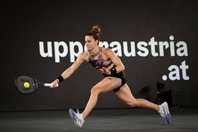 TENNIS - WTA, Tennis Damen Upper Austria Ladies Linz LINZ,AUSTRIA,07.FEB.23 - TENNIS - WTA Tour, Upper Austria Ladies Linz. Image shows Maria Sakkari (GRE).  GEPAxpictures xManfredxBinder