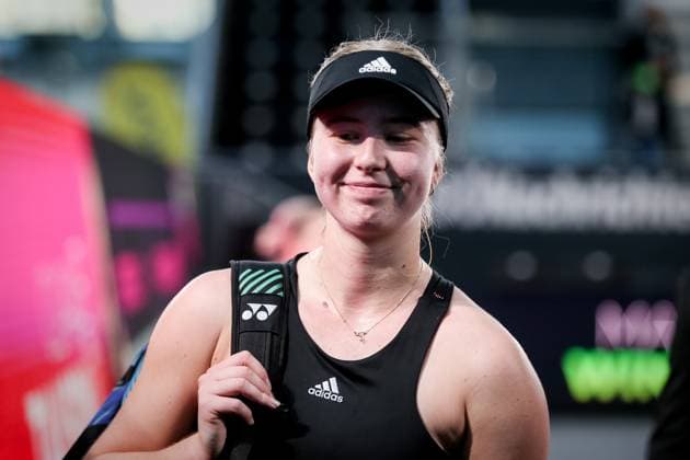 TENNIS - WTA, Tennis Damen Upper Austria Ladies Linz LINZ,AUSTRIA,08.FEB.23 - TENNIS - WTA Tour, Upper Austria Ladies Linz. Image shows the rejoicing of Clara Tauson (DEN).  GEPAxpictures xManfredxBinder