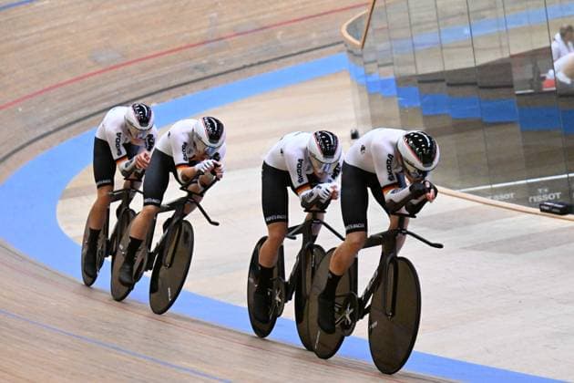 08-02-2023 European Championships Elite Track; Giornata 01; 2023, Germany; Boos, Benjamin; Buck Gramcko, Tobias; Reinhardt, Theo; Rohde, Leon; Grenchen; 