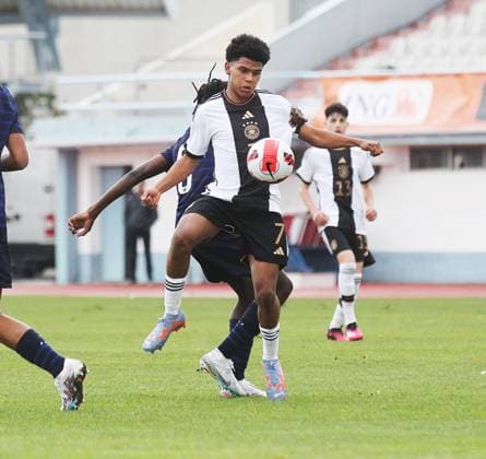 Tiago Poller 8GER sports football international match, UEFA Development Tournament in Altura, Portugal season 22 23 Germany vs France , U16 national team, 08 02 2023