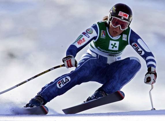 Lapresse 06 FEBBRAIO 2005 BORMIO MONDIALI - DISCESA LIBERA SANTA CATERINA PRIMA KOSTELIC JANICA _ SECONDA FANCHINI ELENA _ TERZA RENATE GOETSCHL - Foto(Orlandi)  Copyright: xCARLOxORLANDIx