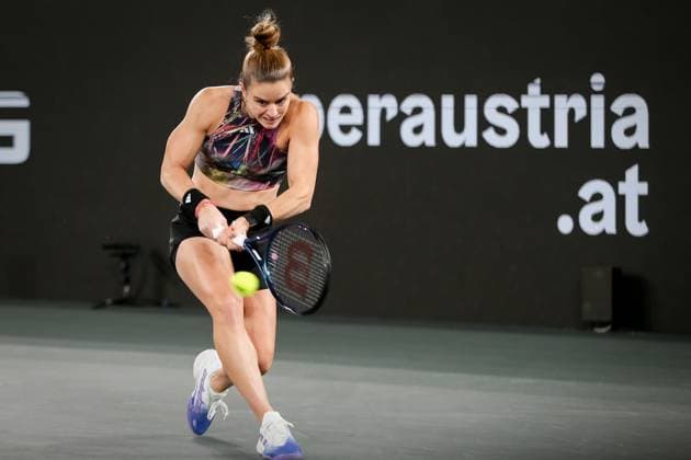 TENNIS - WTA, Tennis Damen Upper Austria Ladies Linz LINZ,AUSTRIA,10.FEB.23 - TENNIS - WTA Tour, Upper Austria Ladies Linz. Image shows Maria Sakkari (GRE).  GEPAxpictures xManfredxBinder