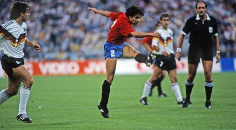17 06 88 Germany Spain Germany, Munich, 17 06 1988, Football, European Championship EM 1988 in Germany, Germany Spain 2 0 v l Olaf Thon Germany , Tomas Renones Spain