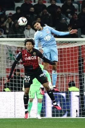MounaÃ¯m El Idrissy (AC Ajaccio) - Jean Clair Todibo (OGC Nice) FOOTBALL : OGC Nice vs AC Ajaccio - Ligue 1 Ubereats - Nice - 10 02 2023 NorbertScanella Panoramic 
