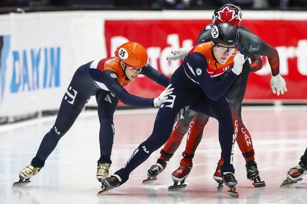 Bilder des Jahres 2023, Sport 02 Februar Sport Themen der Woche KW06 Sport Bilder des Tages DORDRECHT - Suzanne Schulting (NED, Teun Boer (NED) (lr) in action in the semifinal 2000 meters mixed relay during the second day of the ISU World Cup Short Track Track 2023. ANP VINCENT JANNINK ISU World Cup Short Track - Dordrecht 2023 xVIxANPxSportx xxANPxIVx *** DORDRECHT Suzanne Schulting NED, Teun Boer NED lr in action in the semifinal 2000 meters mixed relay during the second day of the ISU World Cup Short Track Track 2023 ANP VINCENT JANNINK ISU World Cup Short Track Dordrecht 2023 xVIxANPxSportx xxANPxIVx 462549960 originalFilename: 462549960.jpg