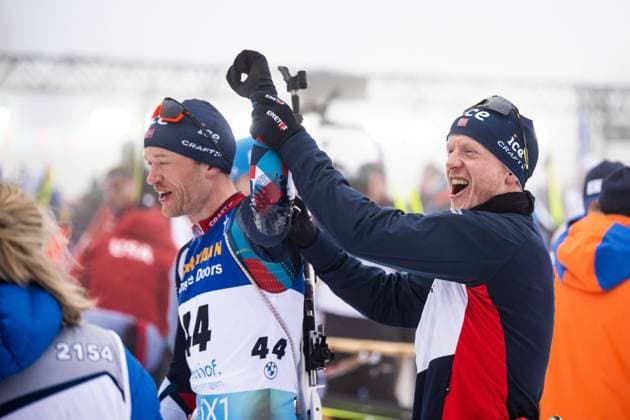 Bilder des Jahres 2023, Sport 02 Februar Sport Themen der Woche KW06 Sport Bilder des Tages 230211 Tarjei Bo of Norway and Johannes Thingnes Boe of Norway celebrate after Men s Sprint during the IBU Biathlon World Championships on February 11, 2023 in Oberhof. Photo: Mathias Bergeld BILDBYRAN kod MB MB0540 skidskytte biathlon skiskyting skidskytte-vm vm ibu world championships biathlon world championships day 4 bbeng sprint men s sprint jubel *** 230211 Tarjei Bo of Norway and Johannes Thingnes Boe of Norway celebrate after Men s Sprint during the IBU Biathlon World Championships on February 11, 2023 in Oberhof Photo Mathias Bergeld BILDBYRAN code MB MB0540 biathlon biathlon biathlon biathlon biathlon world championships biathlon world championships day 4 bbeng sprint but s sprint jubilation,  Copyright: MATHIASxBERGELD BB230211MB097
