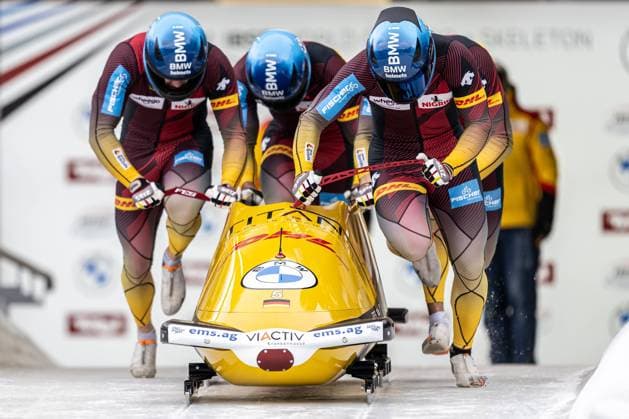 Bilder des Jahres 2023, Sport 02 Februar Sport Themen der Woche KW06 Sport Bilder des Tages BOBSLEIGH - IBSF WC Innsbruck INNSBRUCK,AUSTRIA,11.FEB.23 - BOBSLEIGH - IBSF World Cup, four-man, men. Image shows Johannes Lochner, Florian Bauer, Erec Bruckert and Joshua Tasche (GER).  GEPAxpictures xDanielxSchoenherr