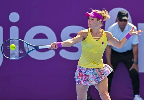 Qatar TotalEnergies Open 2023 Laura Siegemund of Germany in action during her 1st round Qualifying match against Marie Bouzkova of Czech Republic at the WTA, Tennis Damen Qatar TotalEnergies Open tennis tournament at the Khalifa International Tennis Complex in Doha, Qatar, 11 February 2023 Doha Qatar  Copyright: xNoushadxThekkayilx originalFilename:varittyakkal-wtaqatar230211_npMZk.jpg