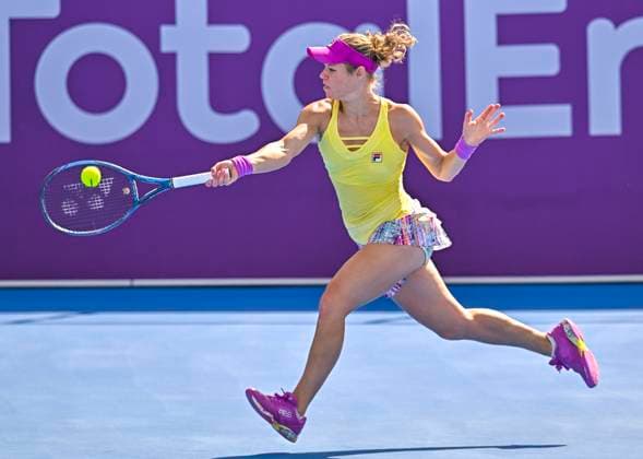 Qatar TotalEnergies Open 2023 Laura Siegemund of Germany in action during her 1st round Qualifying match against Marie Bouzkova of Czech Republic at the WTA, Tennis Damen Qatar TotalEnergies Open tennis tournament at the Khalifa International Tennis Complex in Doha, Qatar, 11 February 2023 Doha Qatar  Copyright: xNoushadxThekkayilx originalFilename:varittyakkal-wtaqatar230211_npSTP.jpg