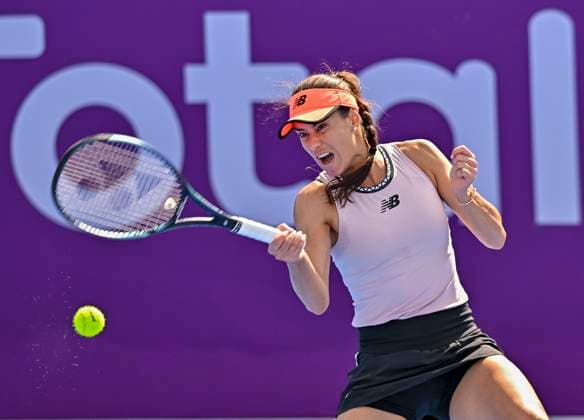 Qatar TotalEnergies Open 2023 Sorana Cirstea of Romania in action during her 1st round Qualifying match against Jil Teichmann of Switzerland at the WTA, Tennis Damen Qatar TotalEnergies Open tennis tournament at the Khalifa International Tennis Complex in Doha, Qatar, 11 February 2023 Doha Qatar  Copyright: xNoushadxThekkayilx originalFilename:varittyakkal-wtaqatar230211_npGxG.jpg