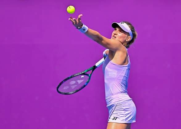 Qatar TotalEnergies Open 2023 Dayana Yastremska of Ukraine in action during her 1st round Qualifying match against Claire Liu of United States at the WTA, Tennis Damen Qatar TotalEnergies Open tennis tournament at the Khalifa International Tennis Complex in Doha, Qatar, 11 February 2023 Doha Qatar  Copyright: xNoushadxThekkayilx originalFilename:varittyakkal-wtaqatar230211_npVr9.jpg