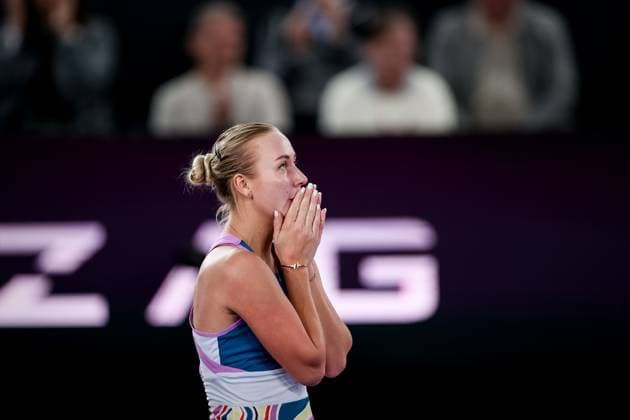 TENNIS - WTA, Tennis Damen Upper Austria Ladies Linz LINZ,AUSTRIA,11.FEB.23 - TENNIS - WTA Tour, Upper Austria Ladies Linz. Image shows the rejoicing of Anastasia Potapova (RUS).  GEPAxpictures xManfredxBinder