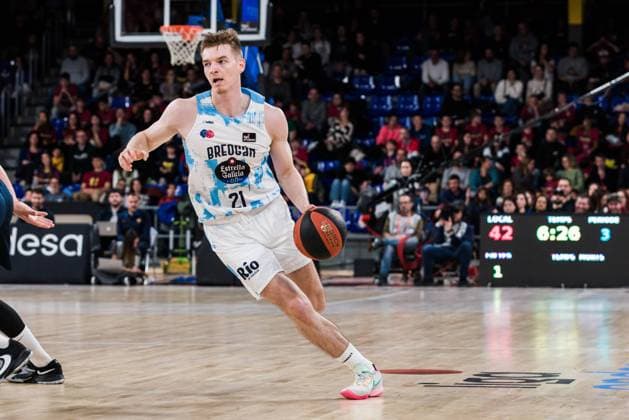 February 12, 2023, Barcelona, Barcelona, Spain: Justus Hollatz of Rio Breogan in action during the ACB Liga Endesa match between FC Barcelona, Barca and Rio Breogan at Palau Blaugrana on February 12, 2023 in Barcelona, Spain. Barcelona Spain - ZUMAa181 20230212_zaa_a181_021 Copyright: xJavierxBorregox