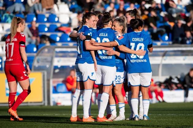 Nicole Billa TSG Hoffenheim, 16 , Julia Hickelsberger TSG Hoffenheim, 18 , Ereleta Memeti TSG Hoffenheim, 23 cheer over goal to 1 0, GER, TSG 1899 Hoffenheim vs 1 FC Koeln, Fussball Flyeralarm Frauen Bundesliga, 12 Matchday, Season 2022 2023, 12 02 2023 GER, TSG 1899 Hoffenheim vs 1 FC Koeln, Football Flyeralarm Womens Bundesliga, 12 Matchday, Season 2022 2023, 12 02 2023 Hoffenheim Copyright: xEibner Memmlerx EP_MMR