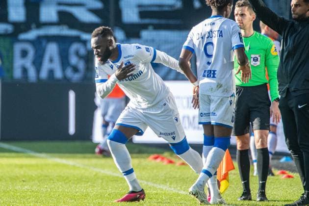 Lassine Sinayoko (AJ Auxerre) FOOTBALL : Angers SCO vs AJ Auxerre - Ligue 1 - Journee 23 - 12 02 2023 BaptisteAutissier Panoramic 