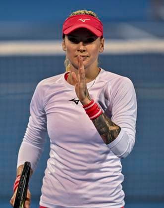WTA, Tennis Damen Qatar TotalEnergies Open 2023 Tereza Martincova of Czech Republic react during her 2nd round Qualifying match against Marie Bouzkova of Czech Republic at the WTA Qatar TotalEnergies Open tennis tournament at the Khalifa International Tennis Complex in Doha, Qatar, 12 February 2023 DOHA Qatar  Copyright: xNoushadxThekkayilx originalFilename:varittyakkal-qatartot230212_np8kR.jpg