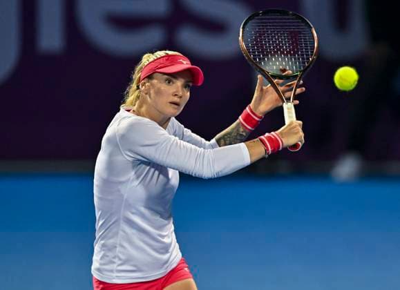 WTA, Tennis Damen Qatar TotalEnergies Open 2023 Tereza Martincova of Czech Republicin action during her 2nd round Qualifying match against Marie Bouzkova of Czech Republic at the WTA Qatar TotalEnergies Open tennis tournament at the Khalifa International Tennis Complex in Doha, Qatar, 12 February 2023 DOHA Qatar  Copyright: xNoushadxThekkayilx originalFilename:varittyakkal-qatartot230212_npCBw.jpg
