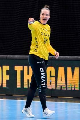 Sport Themen der Woche KW06 Sport Bilder des Tages Ludwigsburg, Deutschland 12. Februar 2023: Handball EHF CL - 22 23 - SG BBM Bietigheim vs. DHK Banik Most Torhueterin Gabriela Moreschi (Bietigheim) Jubel Freude Emotion Ludwigsburg MHP Arena Baden-Württemberg Deutschland *** Ludwigsburg, Germany 12 February 2023 Handball EHF CL 22 23 SG BBM Bietigheim vs DHK Banik Most Goalkeeper Gabriela Moreschi Bietigheim Jubel Freude Emotion Ludwigsburg MHP Arena Baden Württemberg Germany