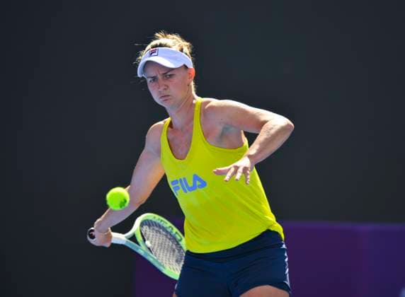 WTA, Tennis Damen Qatar TotalEnergies Open 2023 Barbora Krejcikova of Czech Republic during practice ahead of the WTA Qatar TotalEnergies Open tennis tournament at the Khalifa International Tennis Complex in Doha, Qatar, 13 February 2023 DOHA Qatar  Copyright: xNoushadxThekkayilx originalFilename:varittyakkal-wtaqatar230213_np7SK.jpg