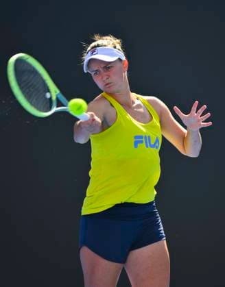 WTA, Tennis Damen Qatar TotalEnergies Open 2023 Barbora Krejcikova of Czech Republic during practice ahead of the WTA Qatar TotalEnergies Open tennis tournament at the Khalifa International Tennis Complex in Doha, Qatar, 13 February 2023 DOHA Qatar  Copyright: xNoushadxThekkayilx originalFilename:varittyakkal-wtaqatar230213_npgfF.jpg