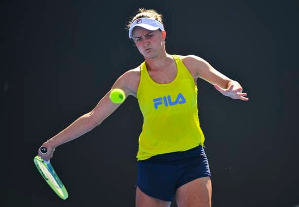 WTA, Tennis Damen Qatar TotalEnergies Open 2023 Barbora Krejcikova of Czech Republic during practice ahead of the WTA Qatar TotalEnergies Open tennis tournament at the Khalifa International Tennis Complex in Doha, Qatar, 13 February 2023 DOHA Qatar  Copyright: xNoushadxThekkayilx originalFilename:varittyakkal-wtaqatar230213_npy4h.jpg