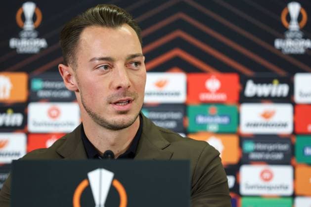 SOCCER - UEFA EL, RBS vs Roma SALZBURG,AUSTRIA,15.FEB.23 - SOCCER - UEFA Europa League, play off, Red Bull Salzburg vs AS Roma, preview, press conference, PK, Pressekonferenz RBS. Image shows head coach Matthias Jaissle (RBS).  GEPAxpictures xDavidxGeieregger