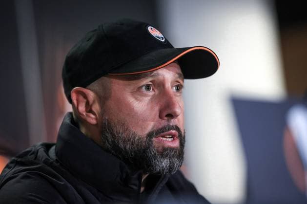 15.02.2023 Warszawa Pilka nozna UEFA Liga Europy 2022 2023 Konferencja prasowa Szachtara Donieck N z trener Igor Jovicevic Foto Adam Starszynski PressFocus 15.02.2023 Warsaw Football UEFA Europa League 2022 2023, Shakhtar Donetsk press conference, PK, Pressekonferenz trener Igor Jovicevic Credit Adam Starszynski PressFocus NEWSPIX.PL --- Newspix.pl  20230215PF_AS023