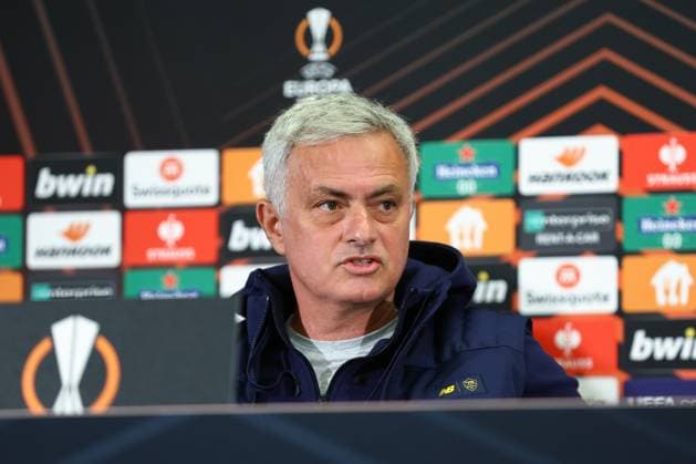SOCCER - UEFA EL, RBS vs Roma SALZBURG,AUSTRIA,15.FEB.23 - SOCCER - UEFA Europa League, play off, Red Bull Salzburg vs AS Roma, preview, press conference, PK, Pressekonferenz Roma. Image shows head coach Jose Maurinho (Roma).  GEPAxpictures xDavidxGeieregger