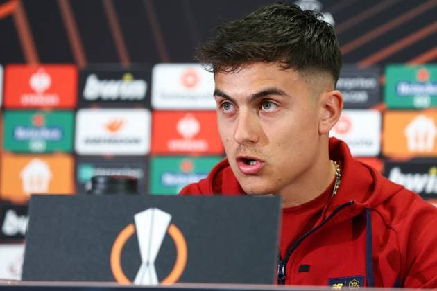 SOCCER - UEFA EL, RBS vs Roma SALZBURG,AUSTRIA,15.FEB.23 - SOCCER - UEFA Europa League, play off, Red Bull Salzburg vs AS Roma, preview, press conference, PK, Pressekonferenz Roma. Image shows Paulo Dybala (Roma).  GEPAxpictures xDavidxGeieregger