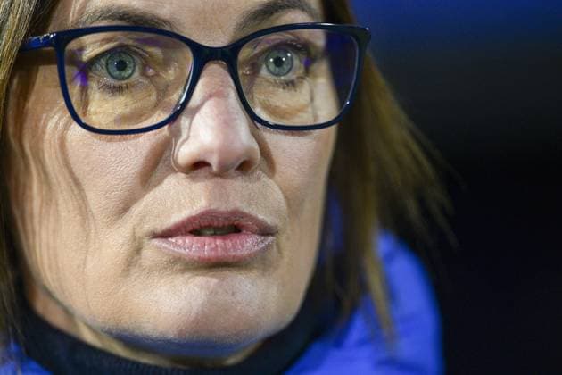 Corinne Diacre - entraineur Entraineuse (Fra) FOOTBALL : France vs Danemark - Tournoi de France 2023 - 15 02 2023 JBAutissier Panoramic 