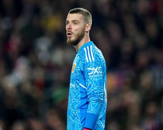UEFA Europa League Knockout Round Play-Offs Barcelona v Manchester United, ManU David De Gea 1 of Manchester United during the UEFA Europa League Knockout Round Play-Offs Barcelona vs Manchester United at Spotify Camp Nou, Barcelona, Spain, 16th February 2023 (Photo by Mark Cosgrove News Images) Barcelona Camp Nou Catalonia Spain Copyright: xMarkxCosgrove NewsxImagesx