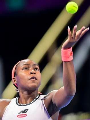 WTA, Tennis Damen Qatar TotalEnergies Open 2023 Coco Gauff of United States in action during Quarterfinal match against Veronika Kudermetova of Russia at the WTA Qatar TotalEnergies Open tennis tournament at the Khalifa International Tennis Complex in Doha, Qatar, 16 February 2023 DOHA Qatar  Copyright: xNoushadxThekkayilx originalFilename:varittyakkal-wtaqatar230216_np4qX.jpg