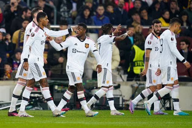 Mandatory Credit: Photo by Bagu Blanco Pressinphoto Shutterstock (13770557ap) Marcus Rashford of Manchester United, ManU celebrates his goal FC Barcelona, Barca v Manchester United, UEFA Europa League, Play-off, 1st leg. Football, Spotify Camp Nou Stadium, Barcelona, Spain - 16 Feb 2023 Editorial use only FC Barcelona v Manchester United, UEFA Europa League, Play-off, 1st leg. Football, Spotify Camp Nou Stadium, Barcelona, Spain - 16 Feb 2023 Editorial use only Copyright: xBaguxBlanco Pressinphoto Shutterstockx 13770557ap