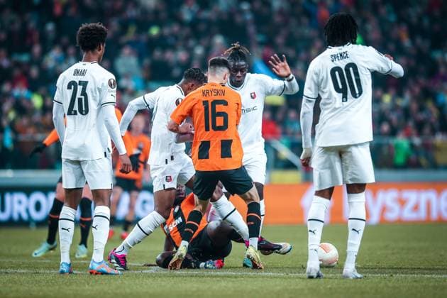16.02.2023 Warszawa Pilka nozna UEFA Liga Europy 2022 2023, 1 16 finalu Szachtar Donieck - Stade Rennes FC N z Dmytro Kryskiv Foto Adam Starszynski PressFocus 16.02.2023 Warsaw Football UEFA Europa League 2022 2023, round 1 of 16 Shakhtar Donetsk - Stade Rennes FC Dmytro Kryskiv Credit Adam Starszynski PressFocus NEWSPIX.PL --- Newspix.pl  20230216PF_AS046