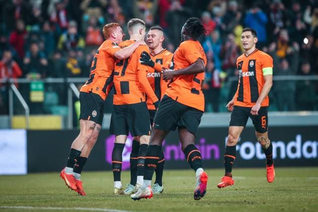 16.02.2023 Warszawa Pilka nozna UEFA Liga Europy 2022 2023, 1 16 finalu Szachtar Donieck - Stade Rennes FC N z Artem Bondarenko, gol, bramka, radosc Foto Adam Starszynski PressFocus 16.02.2023 Warsaw Football UEFA Europa League 2022 2023, round 1 of 16 Shakhtar Donetsk - Stade Rennes FC Artem Bondarenko, gol, bramka, radosc Credit Adam Starszynski PressFocus NEWSPIX.PL --- Newspix.pl  20230216PF_AS097
