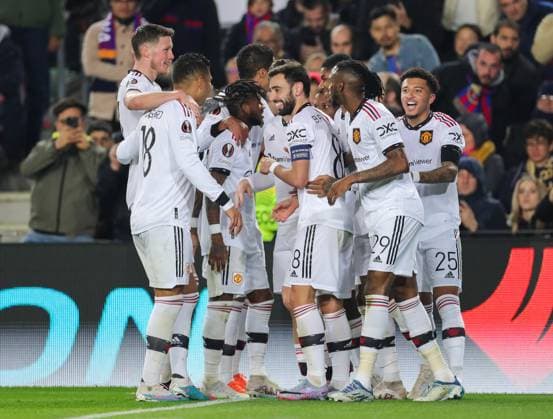 Barcelona v Manchester United, ManU Europa League 16 02 2023. Barcelona defender Jules Kounde (23) not in pic scores a GOAL 1-2 and celebrates during the Europa League match between Barcelona and Manchester United at Camp Nou, Barcelona, Spain on 16 February 2023. Barcelona Camp Nou Barcelona Spain Editorial use only DataCo restrictions apply See www.football-dataco.com , Copyright: xPhilxDuncanx PSI-16922-0034