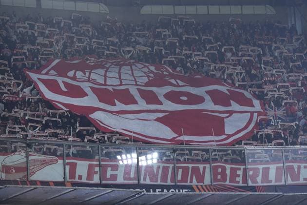 Soccer Europa League K o round Play off Ajax Amsterdam 1 FC Union Berlin on 16 02 2023 in the Johan Cruijff ArenA in Amsterdam Choreography in the Berlin fan block xRx