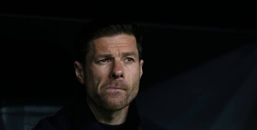 16 02 2023, Football UEFA Europa League 2022 2023, K o rounds Play off, Bayer 04 Leverkusen AS Monaco, at BayArena Leverkusen Coach Xabi Alonso Bayer Leverkusen DFL and DFB regulations prohibit any use of photographs as image sequences and or quasi video