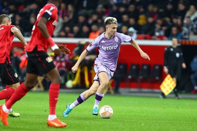 Aleksandr Golovin AS Monaco Bayer 04 Leverkusen vs AS Monaco, football, UEFA Europa League, knockout round play off first leg, 2022 2023 season, 16 02 2023 Leverkusen North Rhine Westphalia Germany Copyright: xkolbert-press AntxPalmerx