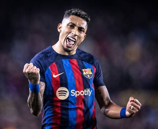 Barcelona vs Manchester United, ManU raphinha (Barcelona) in action during the game valid for Europe League at the Camp Nou stadium, in Barcelona, today February 16, 2023. Copyright: xx AB4I8076