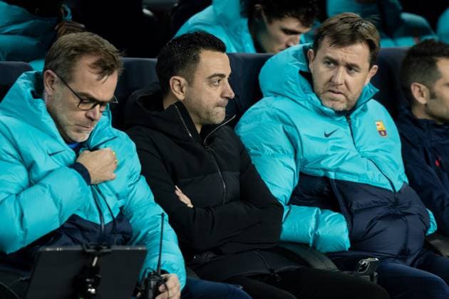 Xavi Hernandez of FC BarcelonaBARCELONA, SPAIN - FEBRUARY 16: during the UEFA Europa League knockout round play-off leg one match between FC Barcelona, Barca and Manchester United, ManU at Spotify Camp Nou on February 16, 2023 in Barcelona, Spain. SPO 